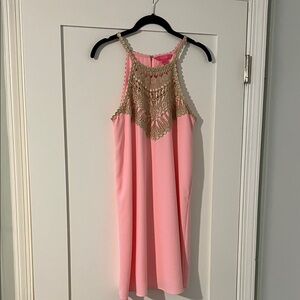 Lilly Pulitzer Blush Pink Dress with Gold Detailing
